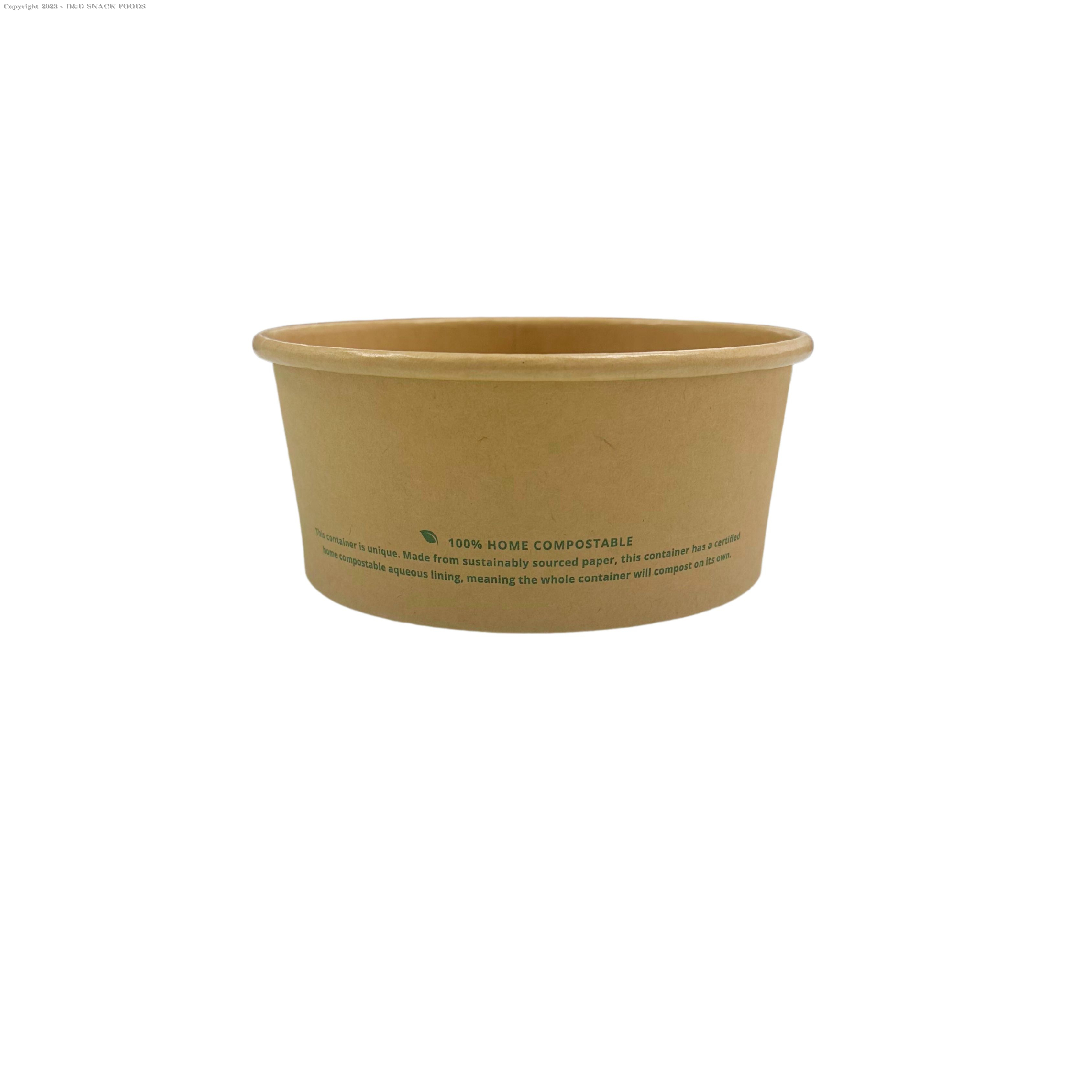 Aqueous Lined Compostable Kraft Paper Bowl 50x750ml (26oz)